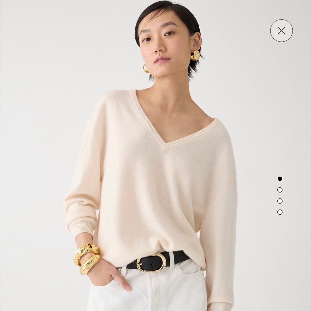 J.CREW Cashmere relaxed V-neck sweater BA394 M Medium Heather Muslin boyfriend